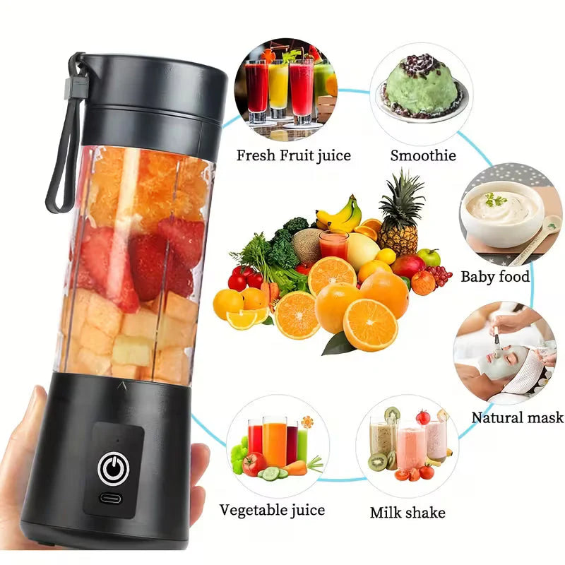 Portable USB Electric Blender & Fruit Juicer 6 blade ABS