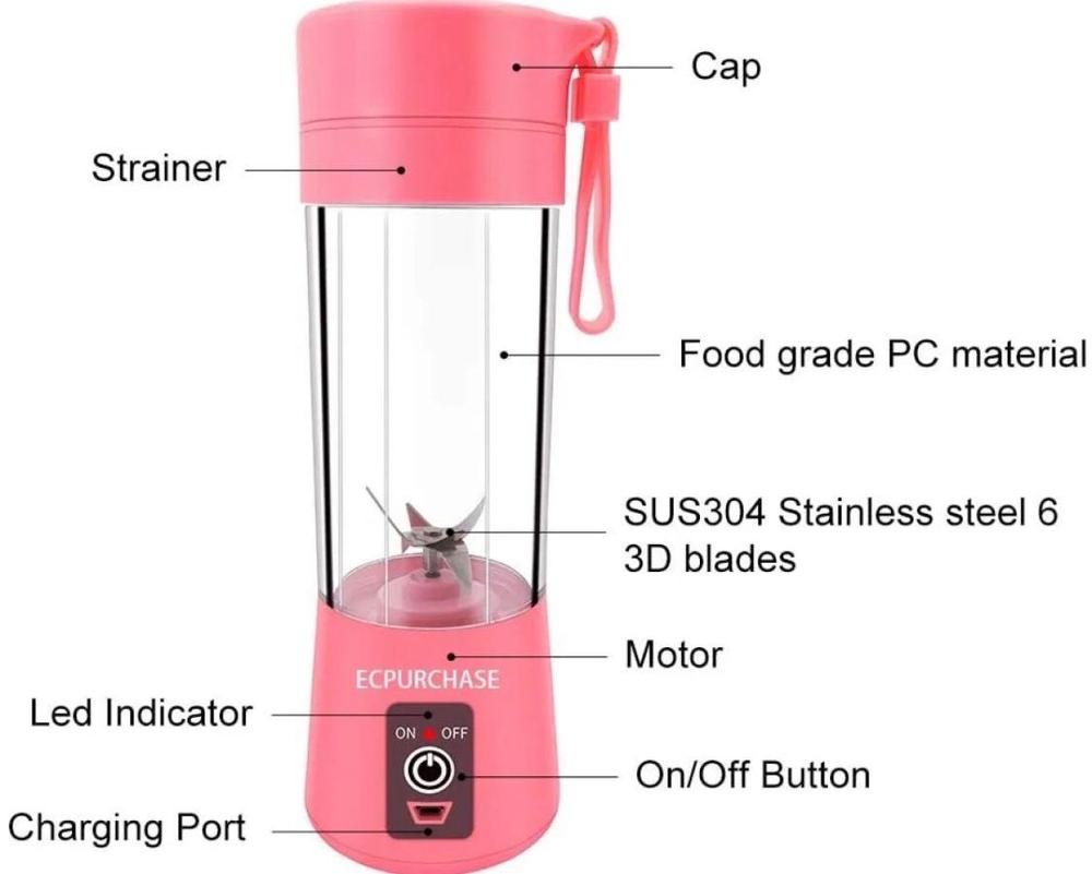 Portable USB Electric Blender & Fruit Juicer 6 blade ABS